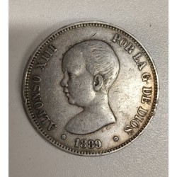 5 pesetas plata 1889