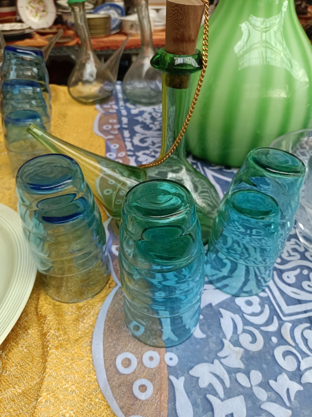 6 Vasos de cristal azulados para bebidas