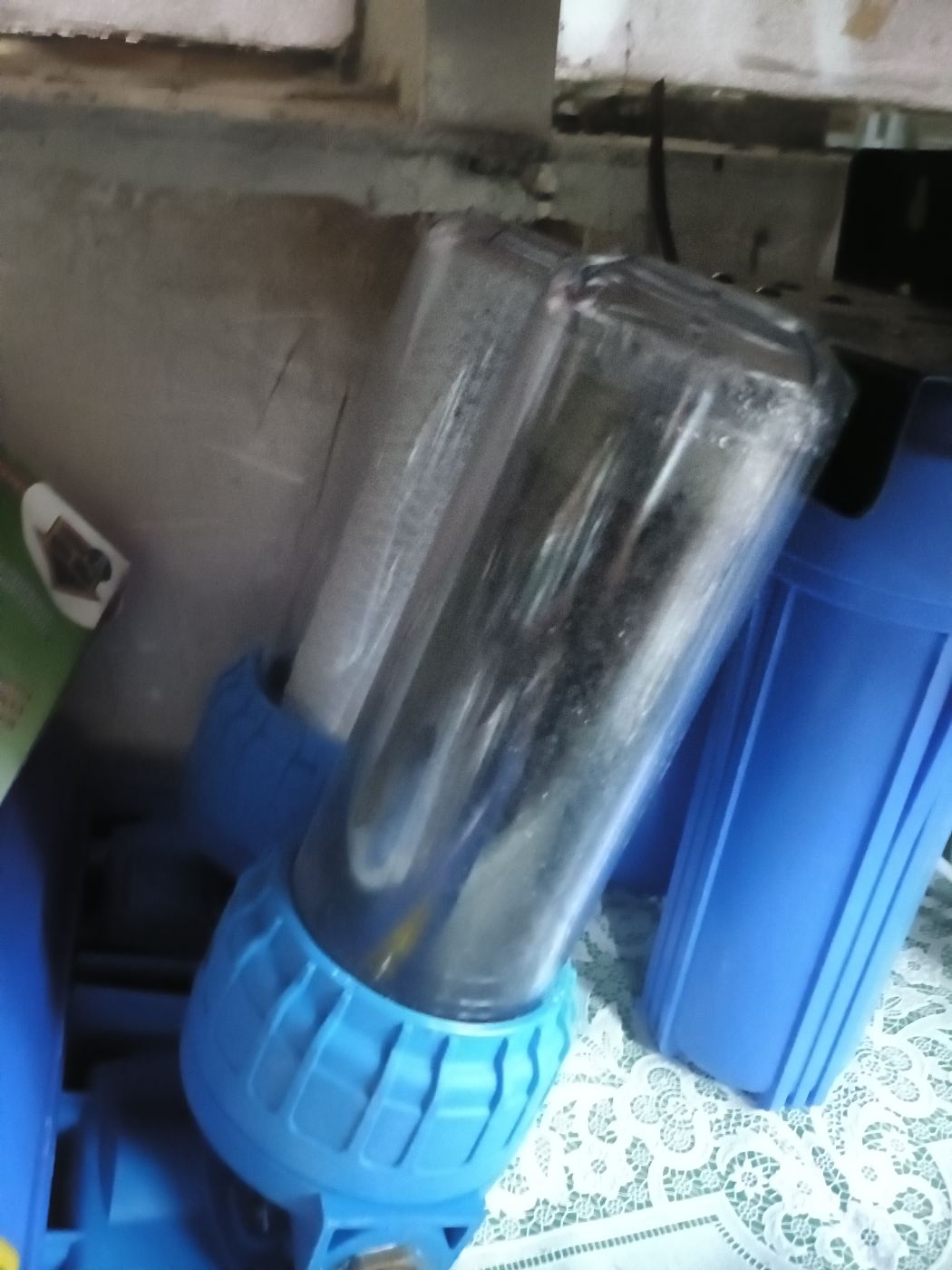 Filtro para osmosis con soporte azul